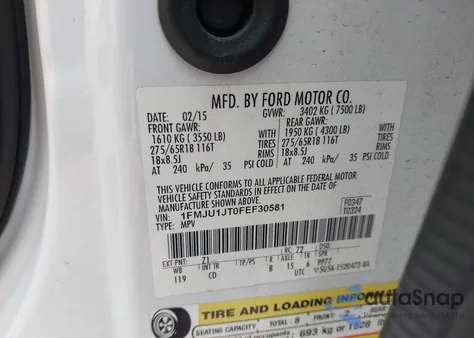 2015 Ford Expedition Xlt from USA, damaged, VIN 1FMJU1JT0FEF30581